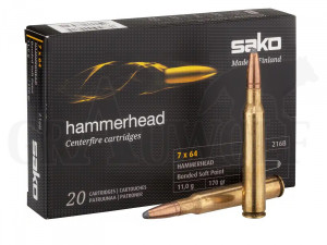 7x64 170 gr / 11,0 g Sako Hammerhead Patronen 20 Stück