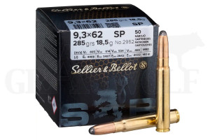 9,3x62 286 gr / 18,5 g Sellier & Bellot Teilmantel Patronen 50 Stück