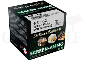 9,3x62 159 gr / 10,3 g Sellier & Bellot Screen-Ammo SCR Zink Patronen 50 Stück