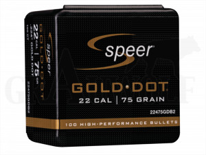 .224 / 5,6 mm 75 gr / 4,9 g Speer Gold Dot BTSP Geschosse 100 Stück