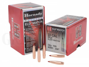.224 / 5,6 mm 80 gr / 5,2 g Hornady ELD-Match Geschosse 100 Stück