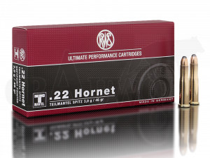 .22 Hornet 46 gr / 3 g RWS Teilmantel Spitz Patronen 20 Stück