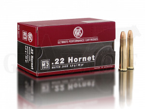 .22 Hornet 46 gr / 3 g RWS Jagd - Match Patronen 50 Stück