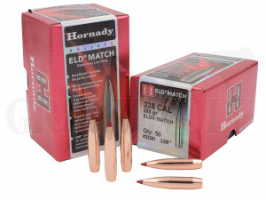 .338 / 8,59 mm 285 gr / 18,5 g Hornady ELD-Match Geschosse 50 Stück