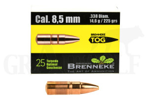 .338 / 8,5 mm 225 gr / 14,6 g Brenneke TOG Geschosse 25 Stück .338 / 8,5 mm 225 gr / 14,6 g Brenneke TOG Geschosse 25 Stück