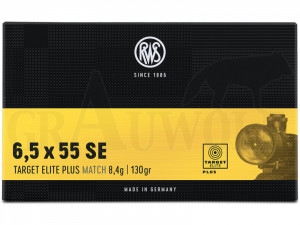6,5 x 55 SE 130 gr / 8,4 g RWS Target Elite Plus Match Patronen 20 Stück