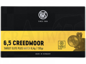 6,5 Creedmoor 130 gr / 8,4 g RWS Target Elite Plus Match Patronen 20 Stück