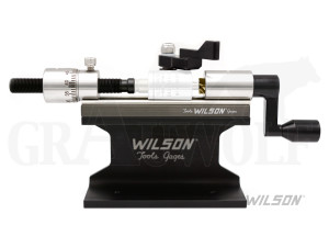 Wilson Hülsentrimmer Edelstahl .17 - .45 mit Fräskopf, Microversteller, Ständer und Feststeller für Hülsenhalter Wilson Hülsentrimmer Edelstahl .17 - .45 mit Fräskopf, Microversteller, Ständer und Feststeller für Hülsenhalter