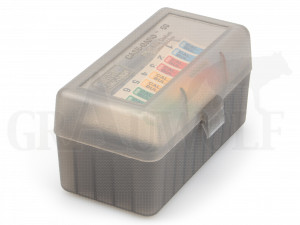 MTM Klappdeckelbox RL-50 durchsichtig Rauchfarben für 50 Patronen: 6,5x64-458 Mag