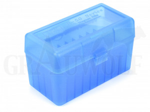 MTM Klappdeckelbox RLLD-50 blau für 50 Patronen: Ultra Mag, Weatherby, 8x68