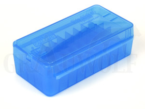 MTM Schiebedeckel Patronenbox P50SS-9M blau für 50 Patronen 9 mm Luger etc. MTM Schiebedeckel Patronenbox P50SS-9M blau für 50 Patronen 9 mm Luger etc.