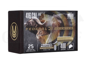 .416 / 10,6 mm 400 gr / 25,9 g Federal Trophy Bonded Sledgehammer Solid Geschosse 25 Stück