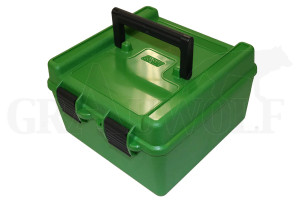 MTM Klappdeckelbox R-100-MAG grün für 100 Patronen Deluxe mit Griff: .338 LM, Gürtelhülsen MTM Klappdeckelbox R-100-MAG grün für 100 Patronen Deluxe mit Griff: .338 LM, Gürtelhülsen