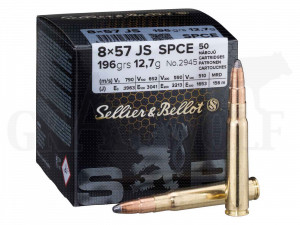 8x57 IS 196 gr / 12,7 g Sellier & Bellot Teilmantel Patronen 50 Stück