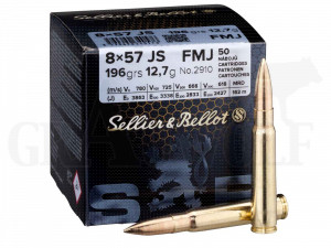 8x57 IS 196 gr / 12,7 g Sellier & Bellot Vollmantel Patronen 50 Stück