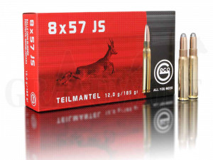 8x57 IS 185 gr / 12,0 g Geco Teilmantel Rundkopf Patronen 20 Stück