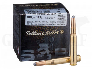 .30-06 Springfield 180 gr / 11,7 g Sellier & Bellot Teilmantel Patronen 50 Stück