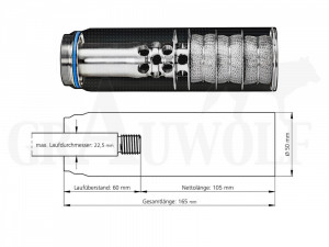 ERA®Silencer STI 3D Schalldämpfer Kaliber .323 / 8 mm mit Gewinde 14x1