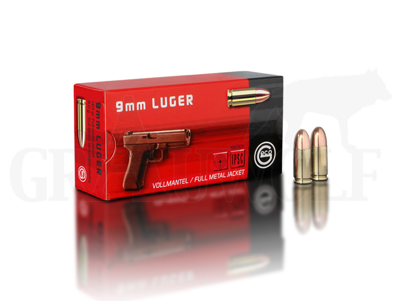 9 mm Luger 124 gr / 8 g Geco Vollmantel Patronen 50 Stück 