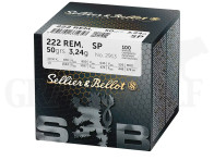.222 Remington 50 gr / 3,2 g Sellier & Bellot Teilmantel Patronen 100 Stück