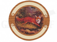 Ehrenscheibe aus Pappe mit Druck Holzmaserung Ø 34 cm Motiv Fuchs
