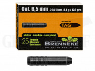 .264 / 6,5 mm 130 gr / 8,4 g Brenneke TAG Geschosse 25 Stück