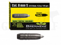 .323 / 8 mm 175 gr / 11,3 g Brenneke TAG Geschosse 25 Stück