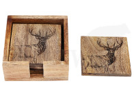 Holzuntersetzer Mango Hirschmotiv
