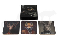 Sechs Untersetzer und Box im Set Wild Gentlemen