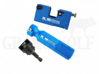 K&M Präzisions Hülsenhalsabdreher Edelstahl Grundgerät mit Handgriff und Power Adapter Kaliber .17 - .338