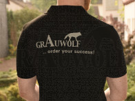 Grauwolf Polohemd Herren schwarz grauer Aufdruck XXXL