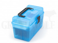 MTM Klappdeckelbox H50-RL blau für 50 Patronen Deluxe mit Griff: Normalpatronen