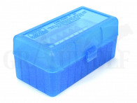 MTM Klappdeckelbox RMLD-50 blau für 50 Patronen: WSM, SAUM, 7,5 Schmidt-Rubin, 32-40