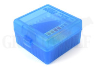 MTM Klappdeckelbox RS-100 Blau Transparent für 100 Patronen: .222 etc.