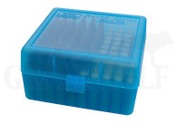 MTM Klappdeckelbox RS-100 Blau Transparent für 100 Patronen: .222 etc.